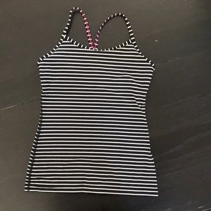 Ivivva black and white stripe tumbin’ tank size 12